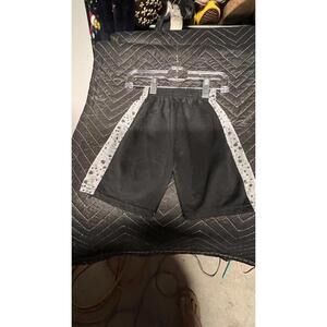 Boys Black Athletic Shorts with Star Pattern Side Panels
